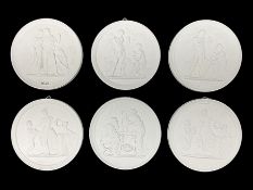 Six Royal Copenhagen white biscuit roundels