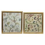 Two 1940's floral crewelwork embroideries