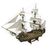 20th century scratch built wooden model of HMS Victory on wooden stand