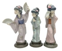 Three Lladro Japanese figures