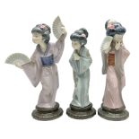 Three Lladro Japanese figures