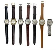 Seven manual wind wristwatches including Audax