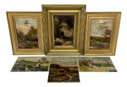 Three framed crystoleums and three further unframed