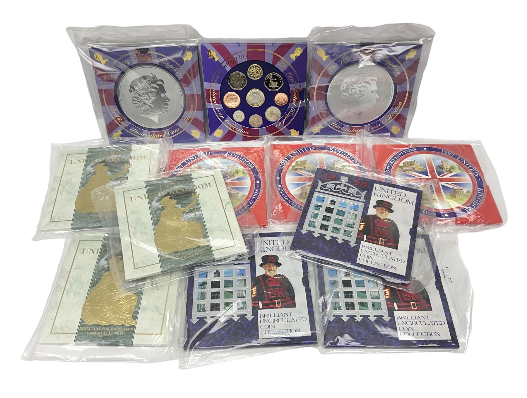 Twelve The Royal Mint United Kingdom brilliant uncirculated coin collections