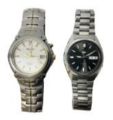 Two Seiko gentleman's stainless steel wristwatches including Kinetic 100M and 5 automatic