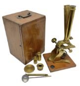 Brass binocular microscope