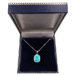 Silver opal and cubic zirconia cluster pendant necklace