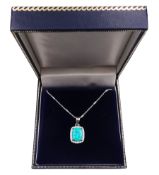 Silver opal and cubic zirconia cluster pendant necklace