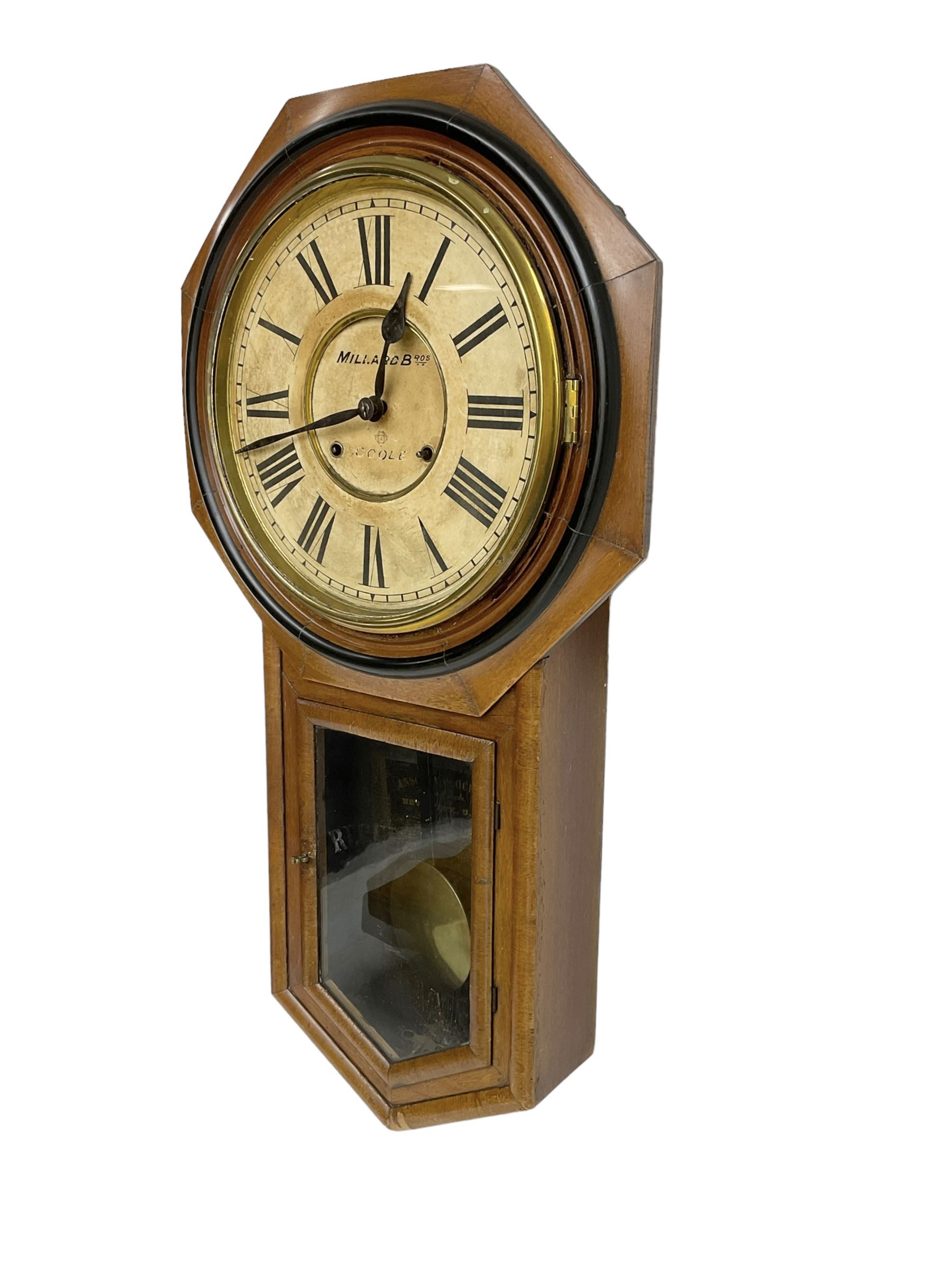 American - 19th century Ansonia drop dial wall clock 12 inch dial. - Image 2 of 4