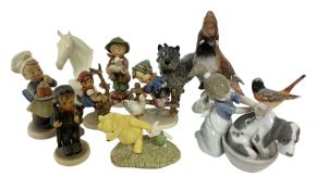 Group of figures to include Goebel Hummel