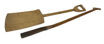 Two wooden malt shovel