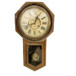 American - 19th century Ansonia drop dial wall clock 12 inch dial.