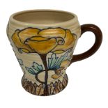 Royal Cauldon single handled vase of tapering form tube lined with a floral pattern by Edith Gater H