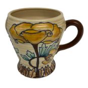 Royal Cauldon single handled vase of tapering form tube lined with a floral pattern by Edith Gater H