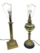 Brass table lamp in the form of a Corinthian column