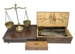 Quantity of oil and sharpening stones in wood box