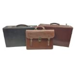 leather hard suitcase with taffeta lining