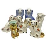 Three Pairs of Staffordshire style dogs