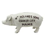 Cast iron reproduction Wm. Moland's Sons Quaker City Hams money box