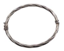 Silver twist design hinged bangle