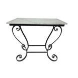 Marble topped wrought iron table