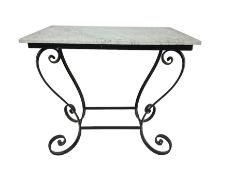 Marble topped wrought iron table