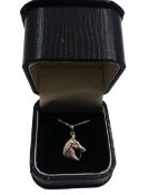 Silver horse's head pendant necklace