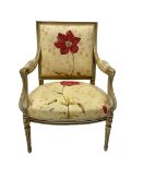 French style white painted armchair