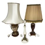 Three table lamps to include oriental style ceramic example