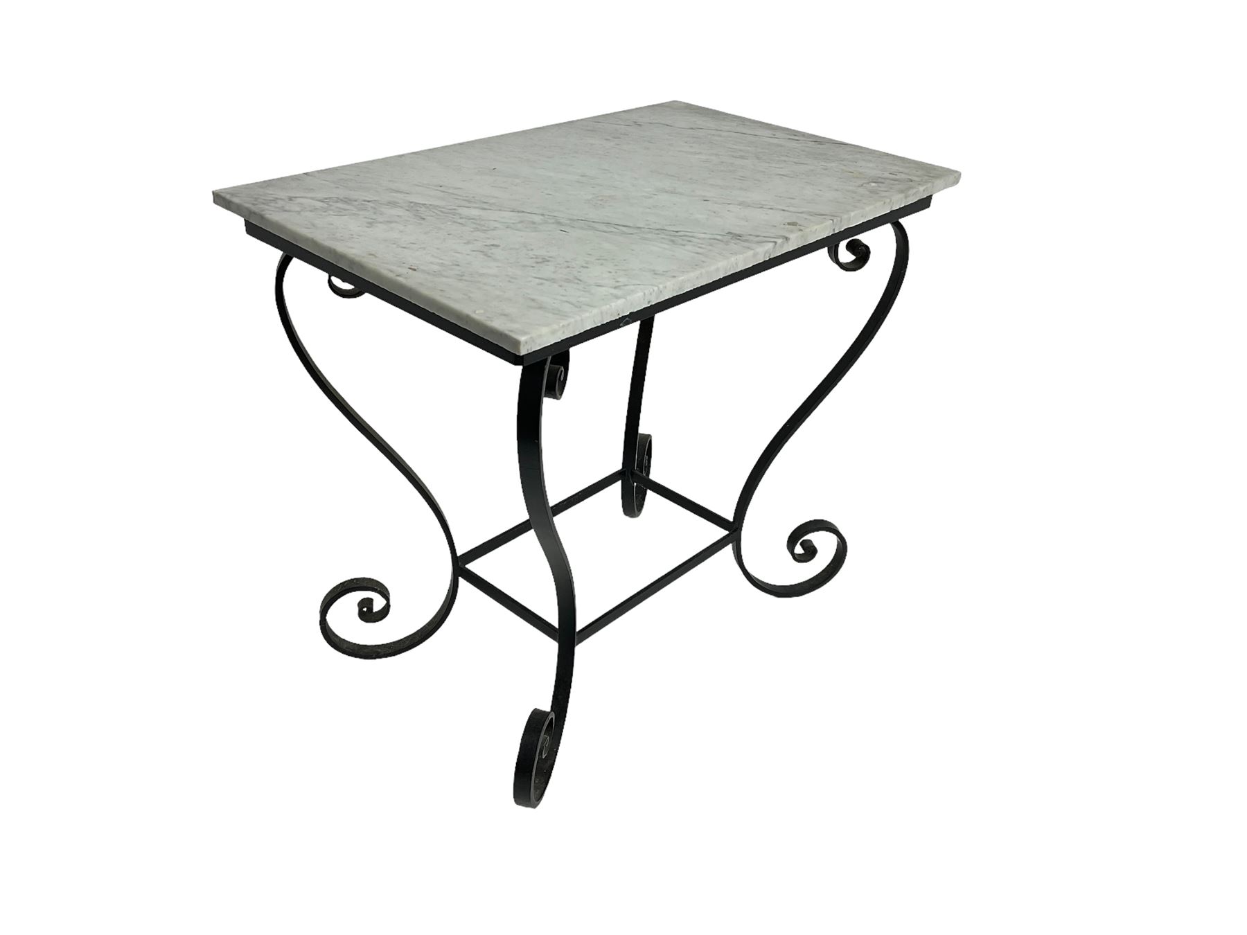 Marble topped wrought iron table - Image 2 of 2