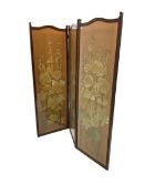 Early 20th century mahogany framed three panel screen