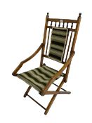 Early 20th century beech folding campaign chair