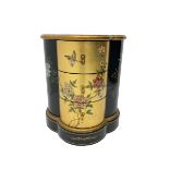 Black and gold lacquered Chinese design three drawer chest