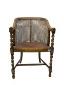 Early 20th century oak barley twist armchair