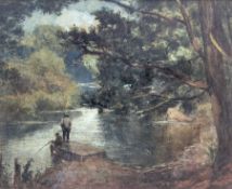 Walter Henry Goldsmith (British 1857-1943): Fishing on the River