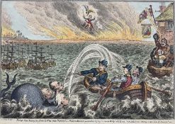 James Gillray (British 1756-1815): 'British Tars Towing the Danish Fleet into Harbour'