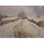 Frederick (Fred) Lawson (British 1888-1968): 'A Wensleydale Lane in Winter'