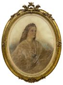 JM Rogers (British exh.1882): Half Length Portrait of a Young Lady