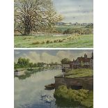 David Newbould (British 1938-2018): 'Ledston Hall from Newton Ings' Castleford