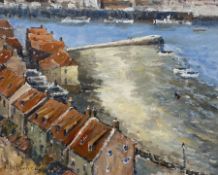 Alan Thorpe (British 20th century): 'The Fish Pier from the East Cliff Whitby'