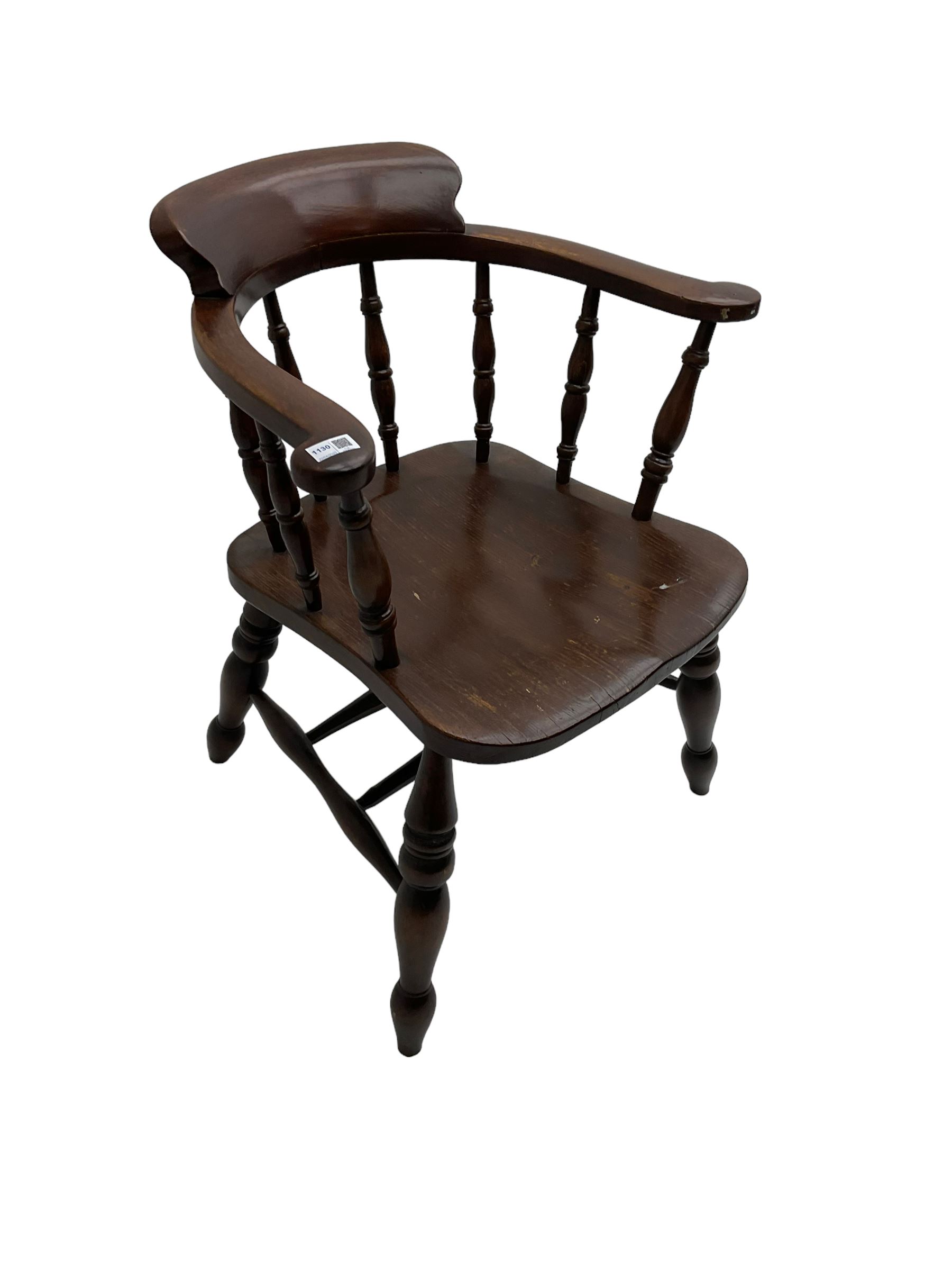 20th century elm and beech Captain's elbow chair - Image 4 of 6