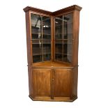 19th century mahogany corner bookcase cupboard