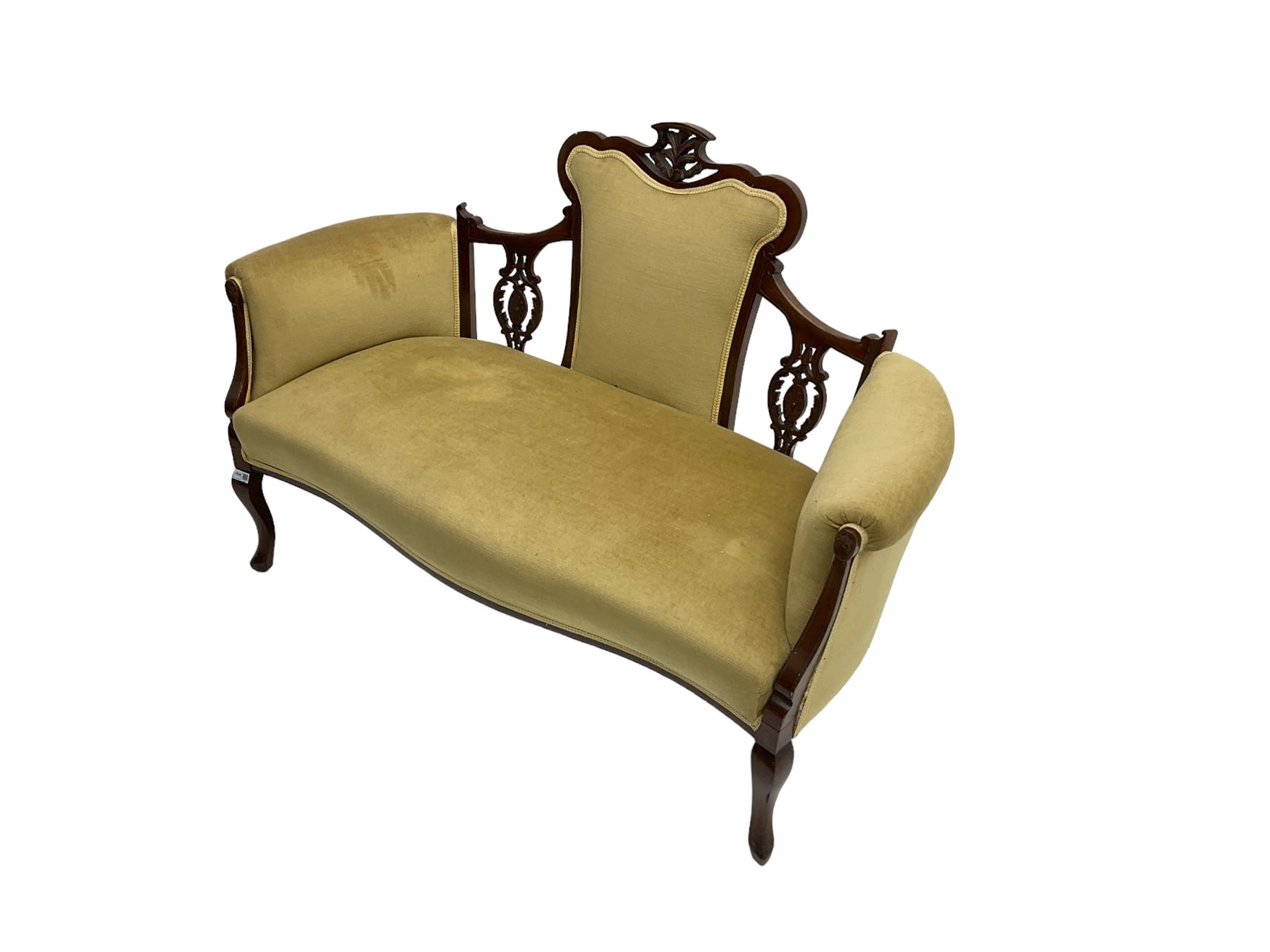 Edwardian walnut three-piece salon suite - two seat settee - Image 3 of 13