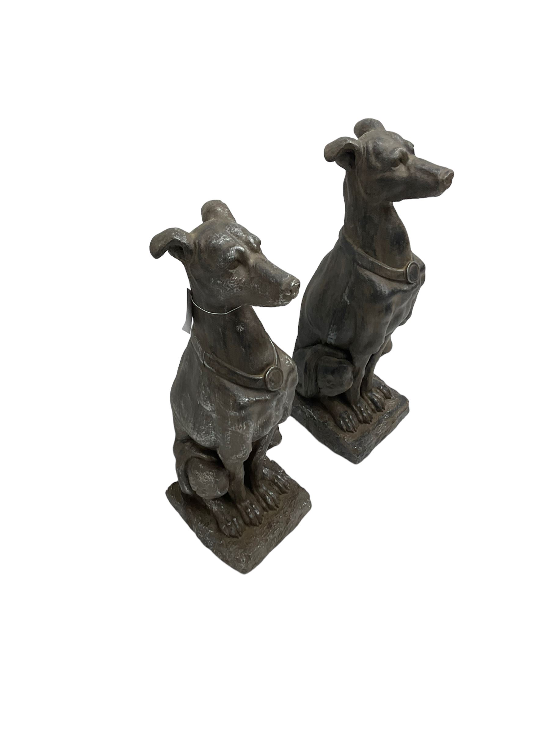 Pair composite seated greyhound garden figures - Image 5 of 5