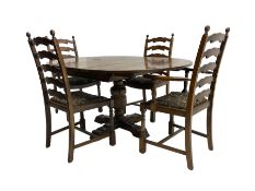 Oak circular extending dining table