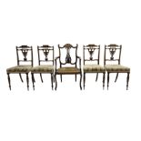 Set four Edwardian rosewood chairs