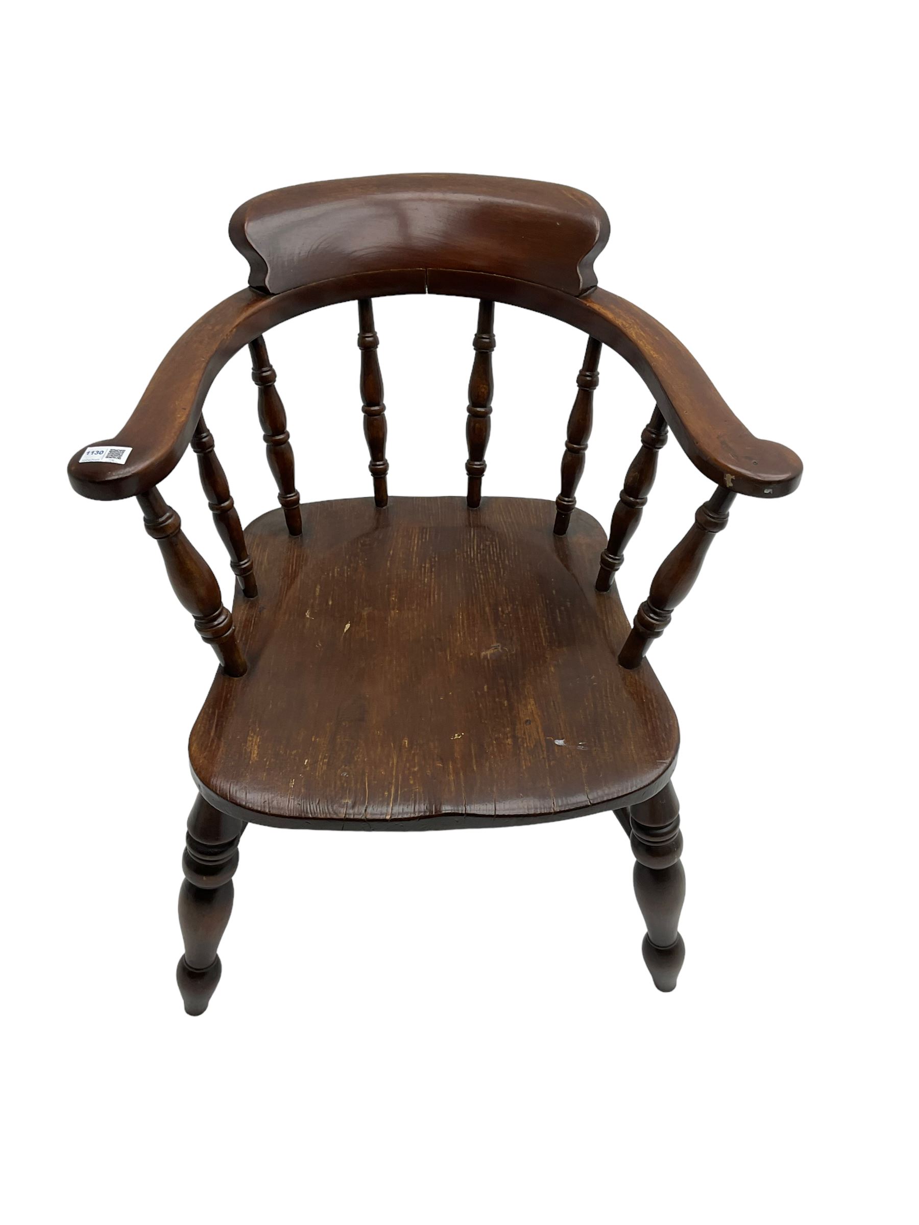 20th century elm and beech Captain's elbow chair - Image 2 of 6
