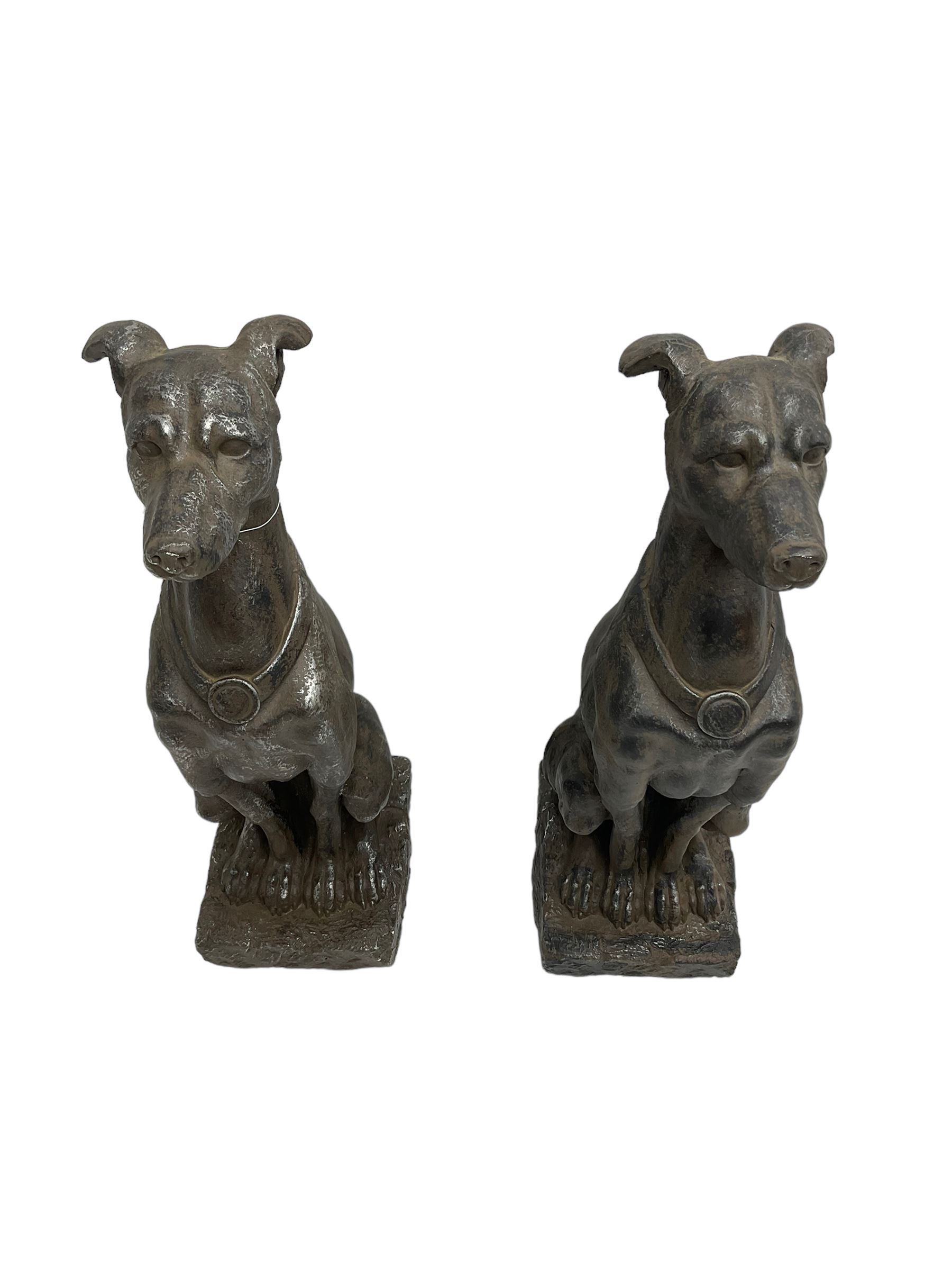 Pair composite seated greyhound garden figures - Image 3 of 5