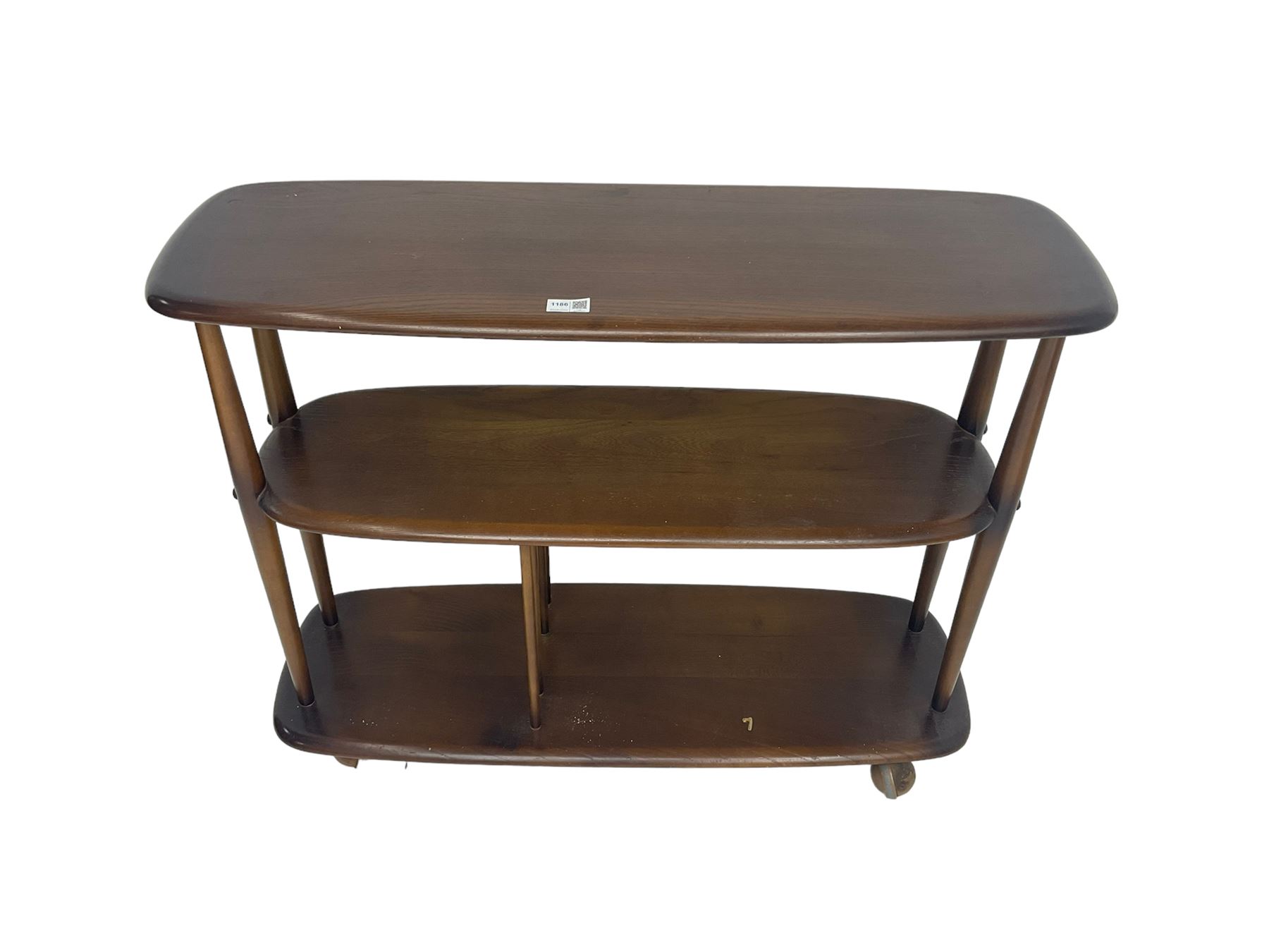 Ercol - elm and beech three tier stand on castors - Image 2 of 6