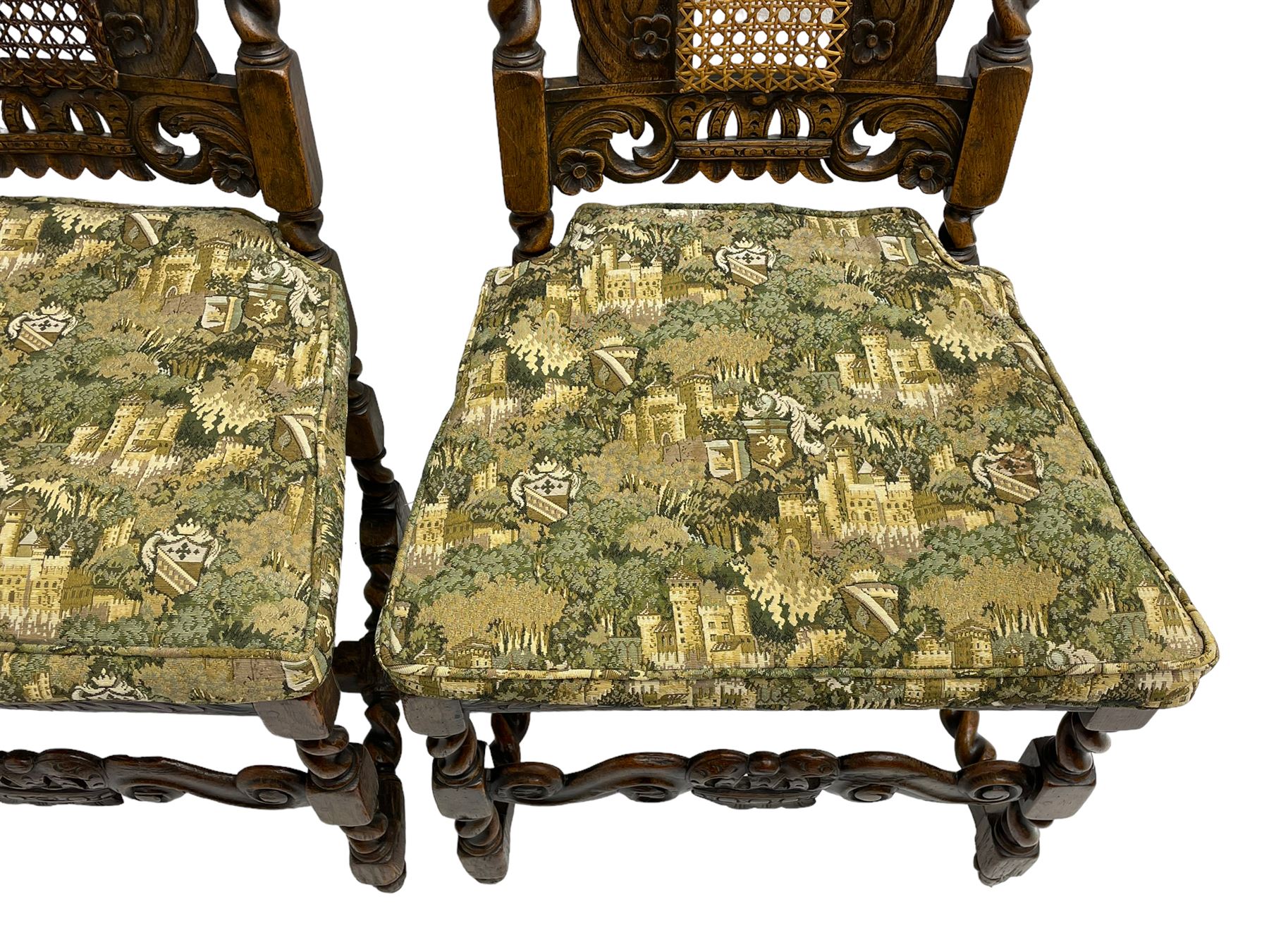 Set six 19th century oak Carolean style dining chairs - Image 18 of 19